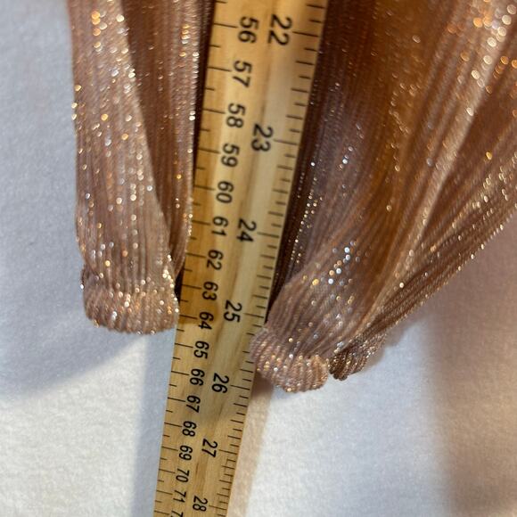 Faux Wrap Shimmer Peplum Blouse Womens 1X Rose Gold Glitter Top Dressy Holiday - Picture 8 of 12